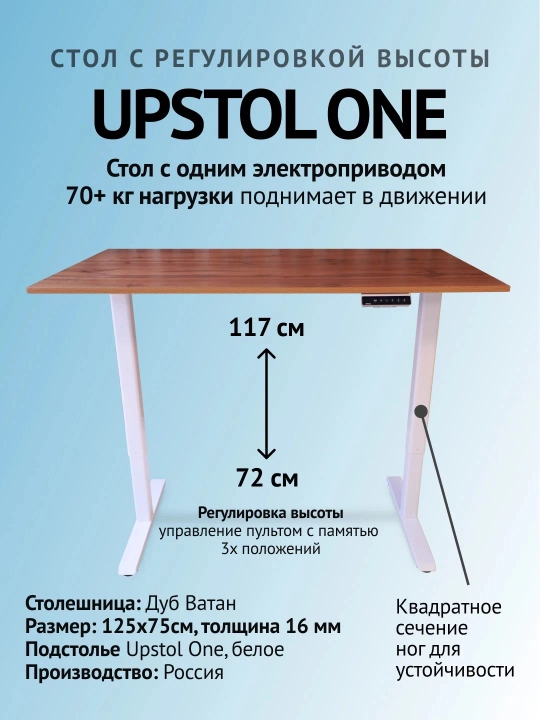 UPSTOL компьютерный стол с регулируемой высотой One в цвете дуб лофт - 