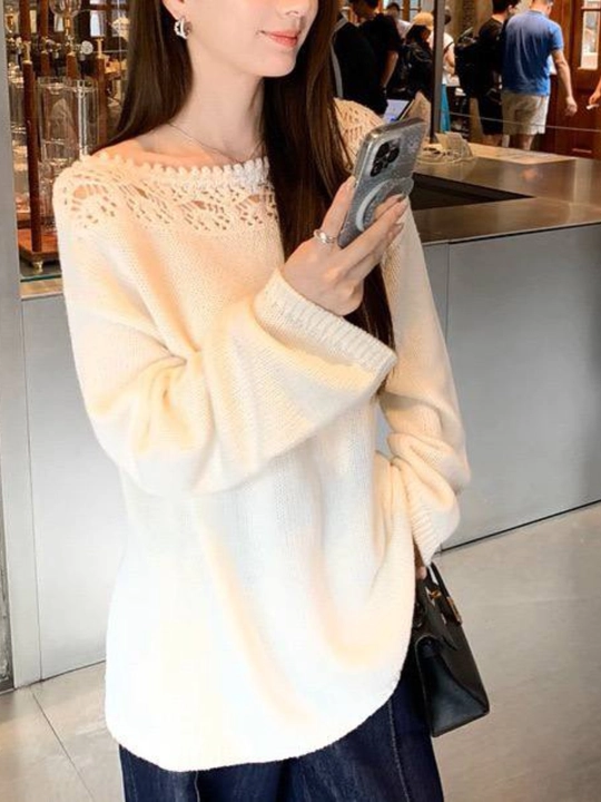 Svitser ayollar uchun Elly Fashion, keng yoqali va yumshoq matoli