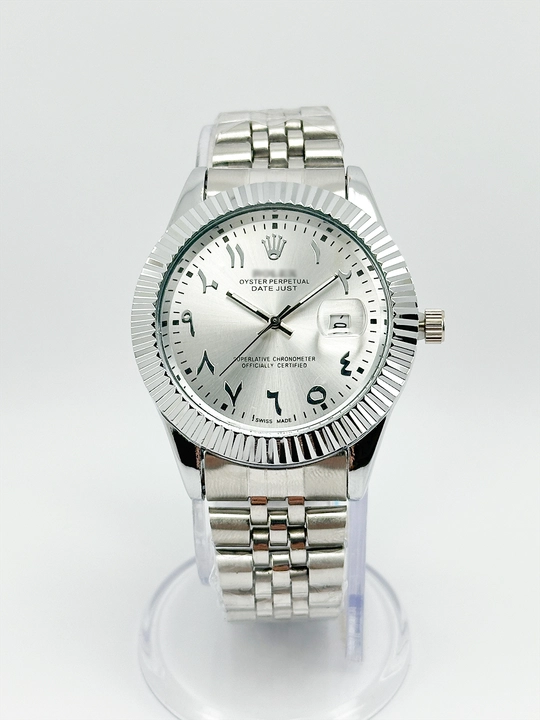 Erkaklar qo‘l soati, metall braslet, arab raqamli siferblat, datejust, sovg‘a qutisida