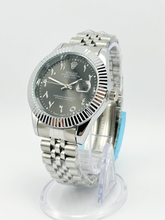 Erkaklar qo‘l soati, metall braslet, arab raqamli siferblat, datejust, sovg‘a qutisida - 