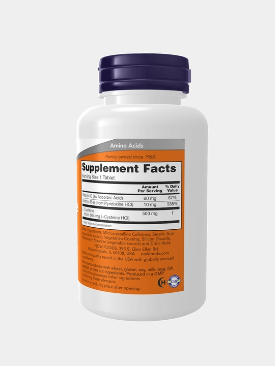 Now Foods, L-Cysteine (L-sistein) 500 mg, 100 tabletka, Halol