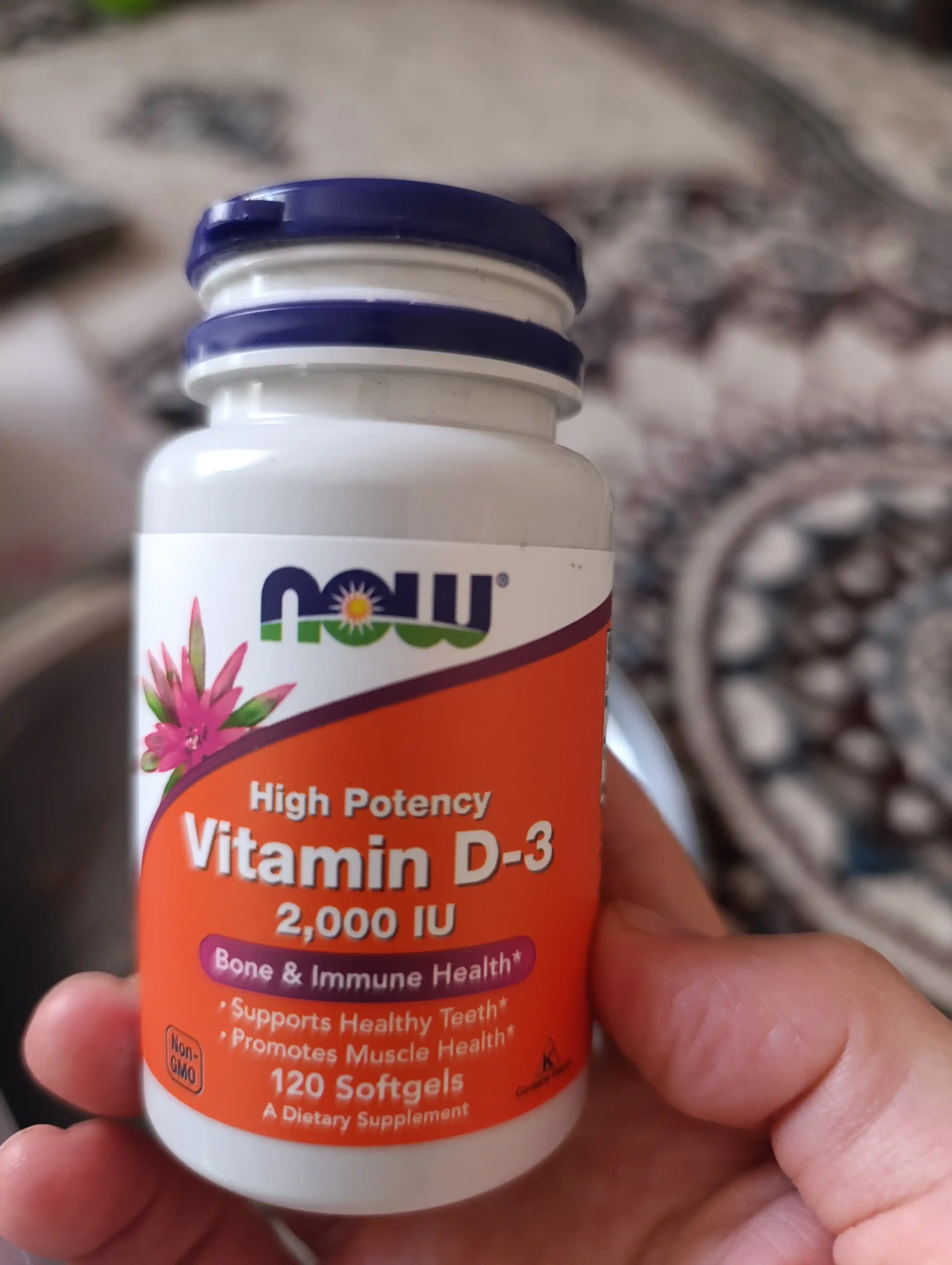Vitaminlar D3 Now Foods, 2000 IU, 50 mkg, 120 kapsula