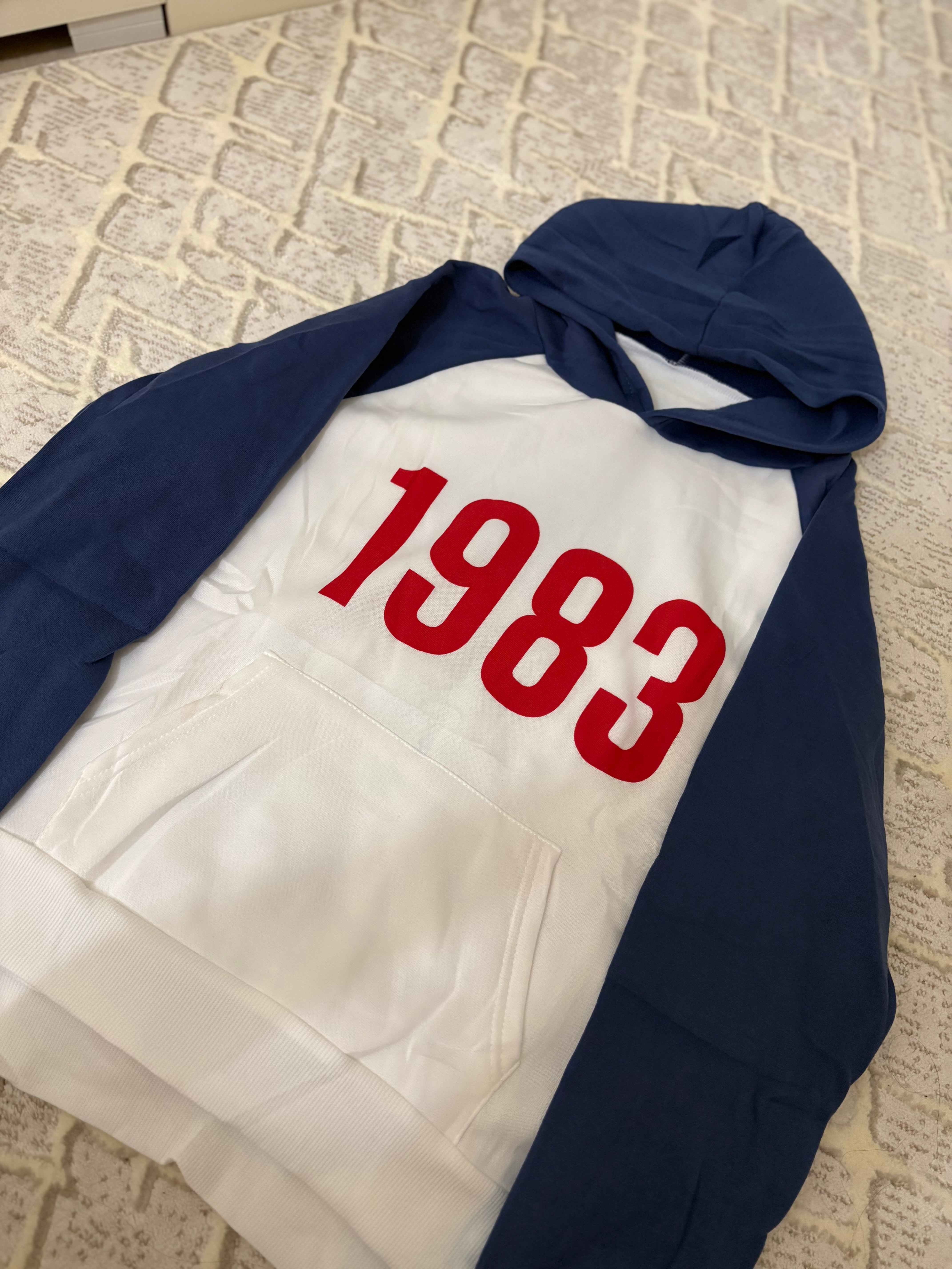 Женское худи oversize 1983 с капюшоном и карманами, демисезон
