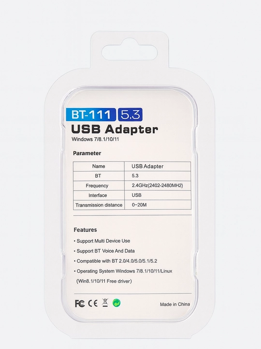 Беспроводной адаптер Bluetooth 5.3 USB 2.0, автоматическое определение, для ПК и ноутбука