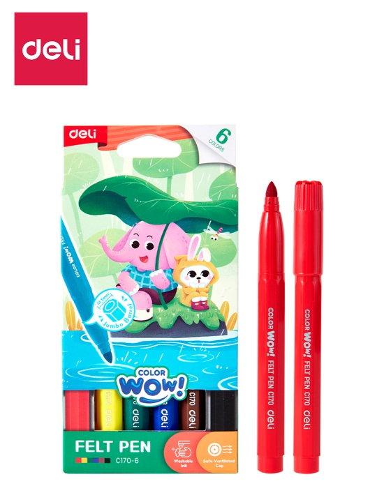 Фломастеры, 6 цв WOW EC170-6 Deli, 170-6-EC - 