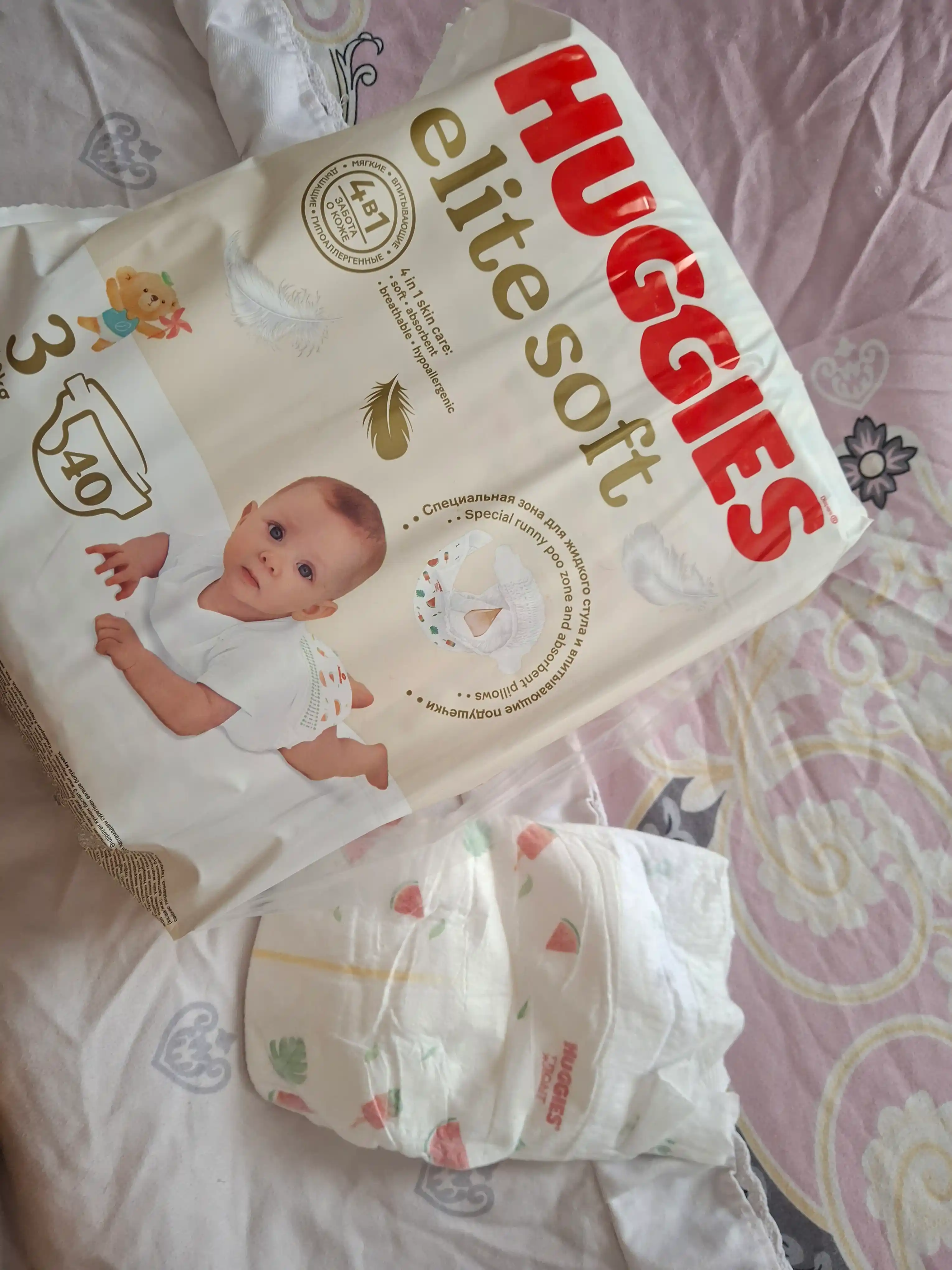 Подгузники Huggies Elite Soft 5-9 кг, 3 размер, 40 шт