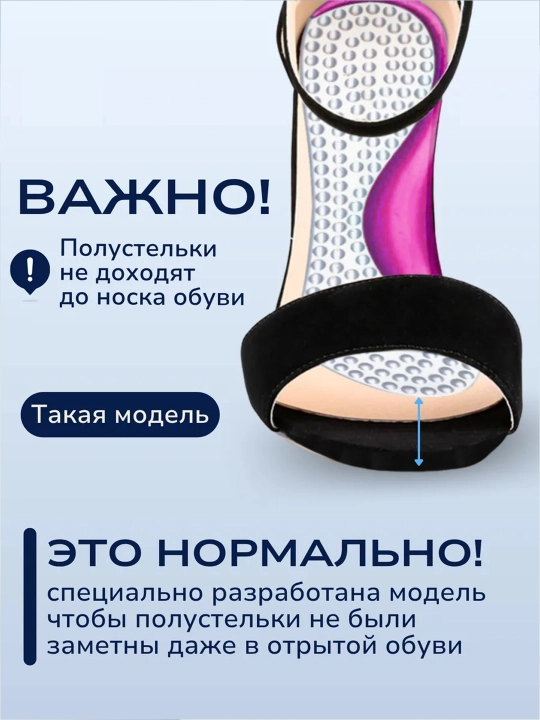 Стельки силиконовые, для обуви и туфель на каблуках