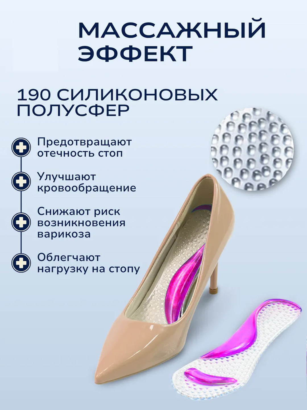 Стельки силиконовые, для обуви и туфель на каблуках