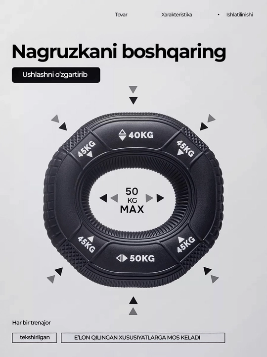 Regulyatorli espander qo'l barmoqlari va bilak mashqlari uchun 10 - 100 kg