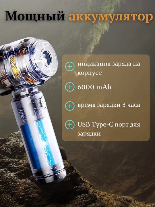 Автомобильный пылесос 16000 Ра для сухой и влажной уборки, беспроводной, бесщеточный двигатель