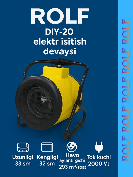 ROLF Industrial Heater 5000w elektr issiq havo puflagich sanoat pechkasi - 
