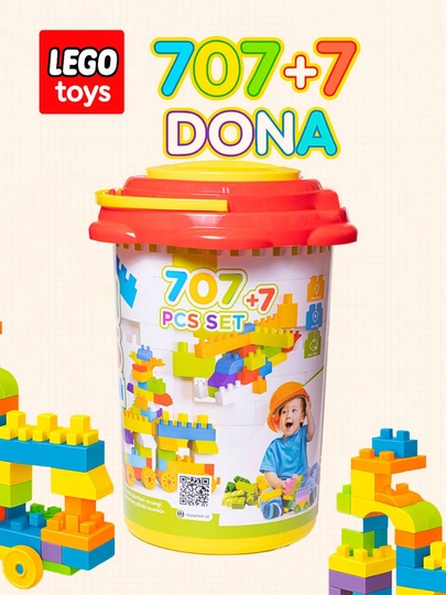 Конструктор LEGO Kolobok Toys, набор 707 деталей, в ведёрке