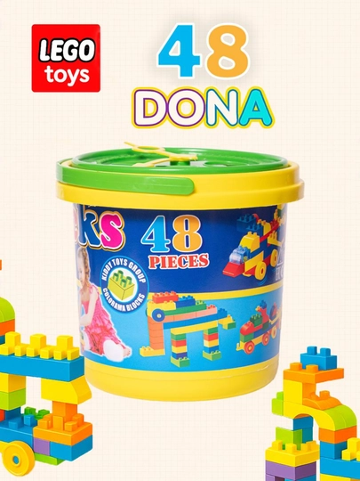 Конструктор LEGO Kolobok Toys, набор 707 деталей, в ведёрке — JIYTOYS-LEGO-РОЗОВ