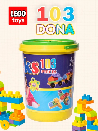 Конструктор LEGO Kolobok Toys, набор 707 деталей, в ведёрке — JIYTOYS-LEGO-ОРАНЖ
