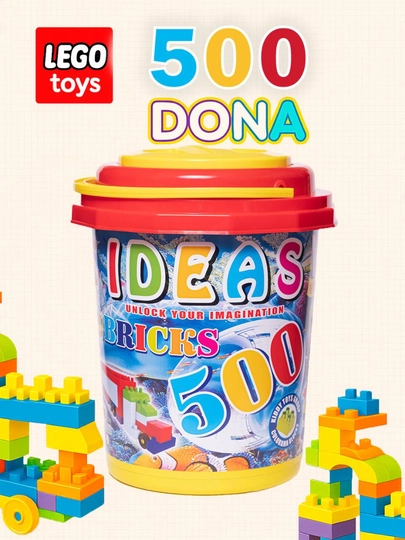 Конструктор LEGO Kolobok Toys, набор 707 деталей, в ведёрке — JIYTOYS-LEGO-ЗЕЛЕН