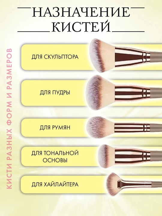 Набор кистей для макияжа, 14 предметов