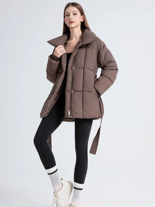 Kurtkalar ayollar uchun, qishki kurtkasi  belbogʻli Elly Fashion, issiq qishki kurtka