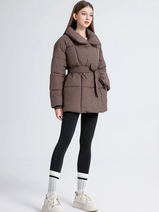 Kurtkalar ayollar uchun, qishki kurtkasi  belbogʻli Elly Fashion, issiq qishki kurtka