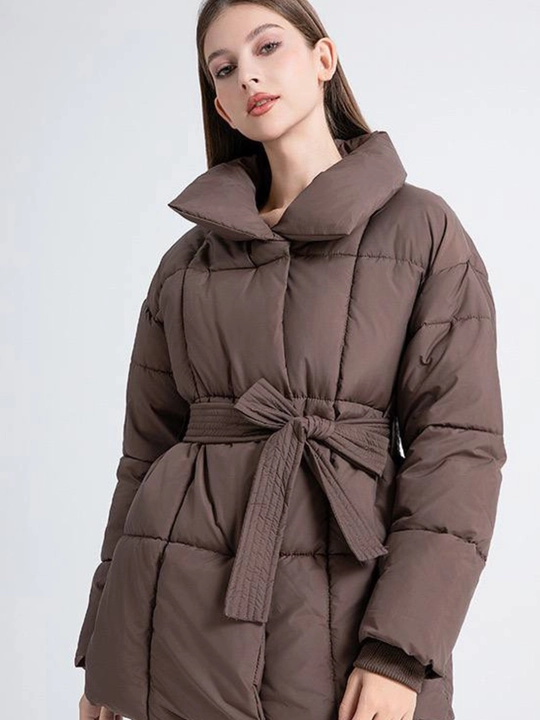 Kurtkalar ayollar uchun, qishki kurtkasi  belbogʻli Elly Fashion, issiq qishki kurtka