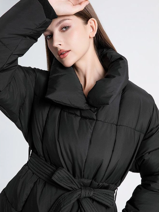 Kurtkalar ayollar uchun, qishki kurtkasi  belbogʻli Elly Fashion, issiq qishki kurtka