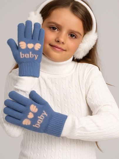 Зимние детские перчатки, 5-7 лет — SAKO002-BABY-НГОЛУБ