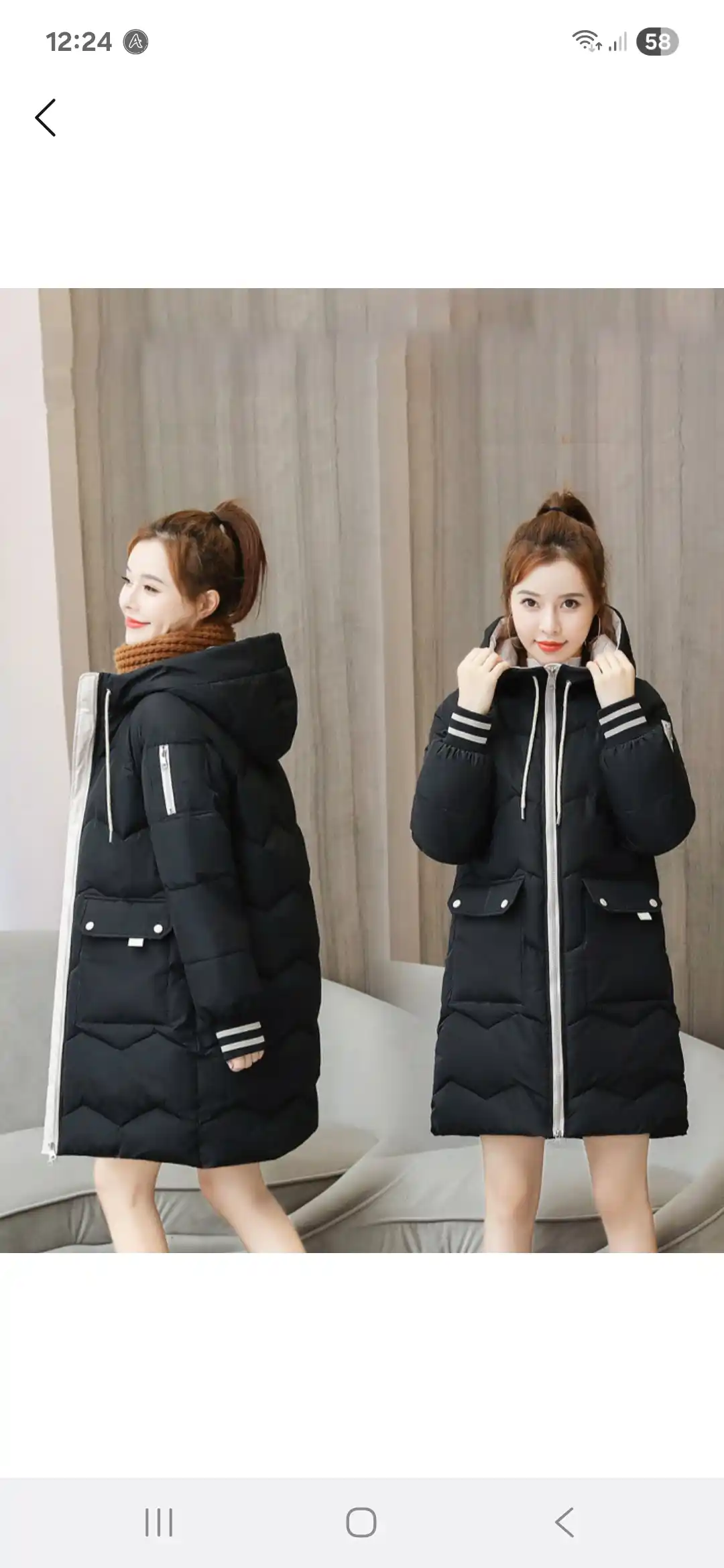 Kurtka ayollar uchun, oversize, qalin kapishoni bilan still koreyskiy kuz va qish uchun