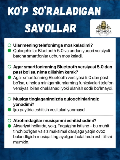 Simsiz quloqchinlar Pro 2, Pro 6, sensorli, iPhone va Android uchun