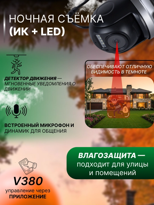 Hikvision, V380, Icsee Wi-Fi 360° kuzatuv kamerasi, video kuzatuv kamerasi, kamera