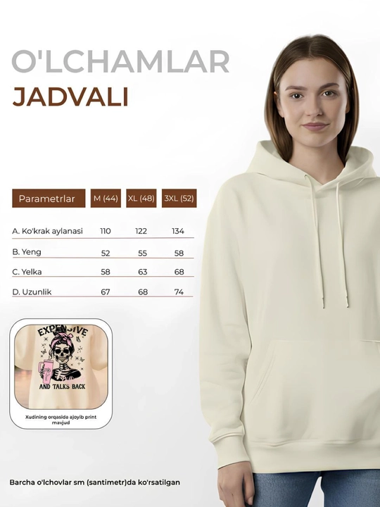 Hudi, svitshot, tolstovka, spartifka ayollar uchun - 