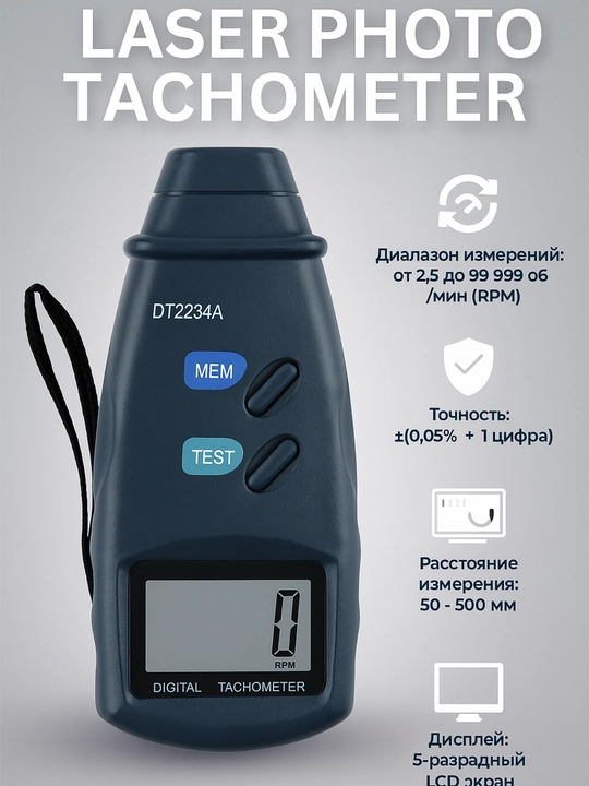 LASER PHOTO TACHOMETER DT-2234A — лазерный цифровой тахометр - 