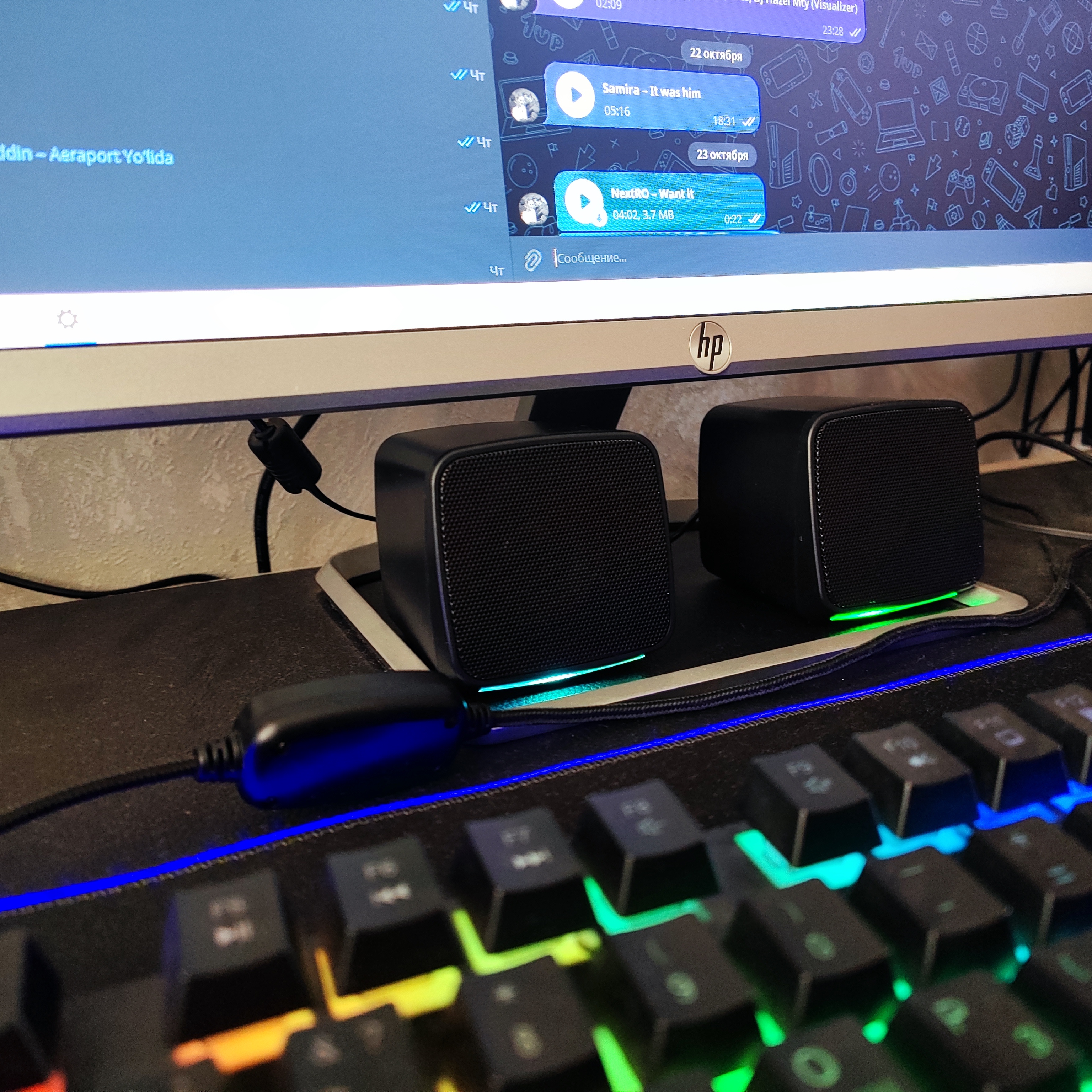 Колонки мини с RGB подсветкой, для компьютеров, смартфонов и ноутбуков, USB