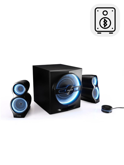 Microlab T10 2.1 колонки 56W, Bluetooth 4.0, бас, LED, мощный звук для ПК, дома и игр звук - 