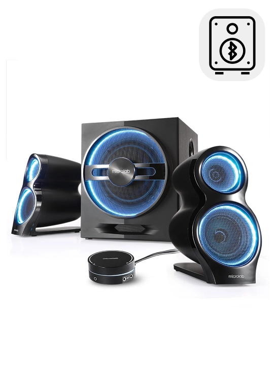 Microlab T10 2.1 kolonka 56W, Bluetooth 4.0, bass, LED, kuchli ovozli spiker PC, uy uchun