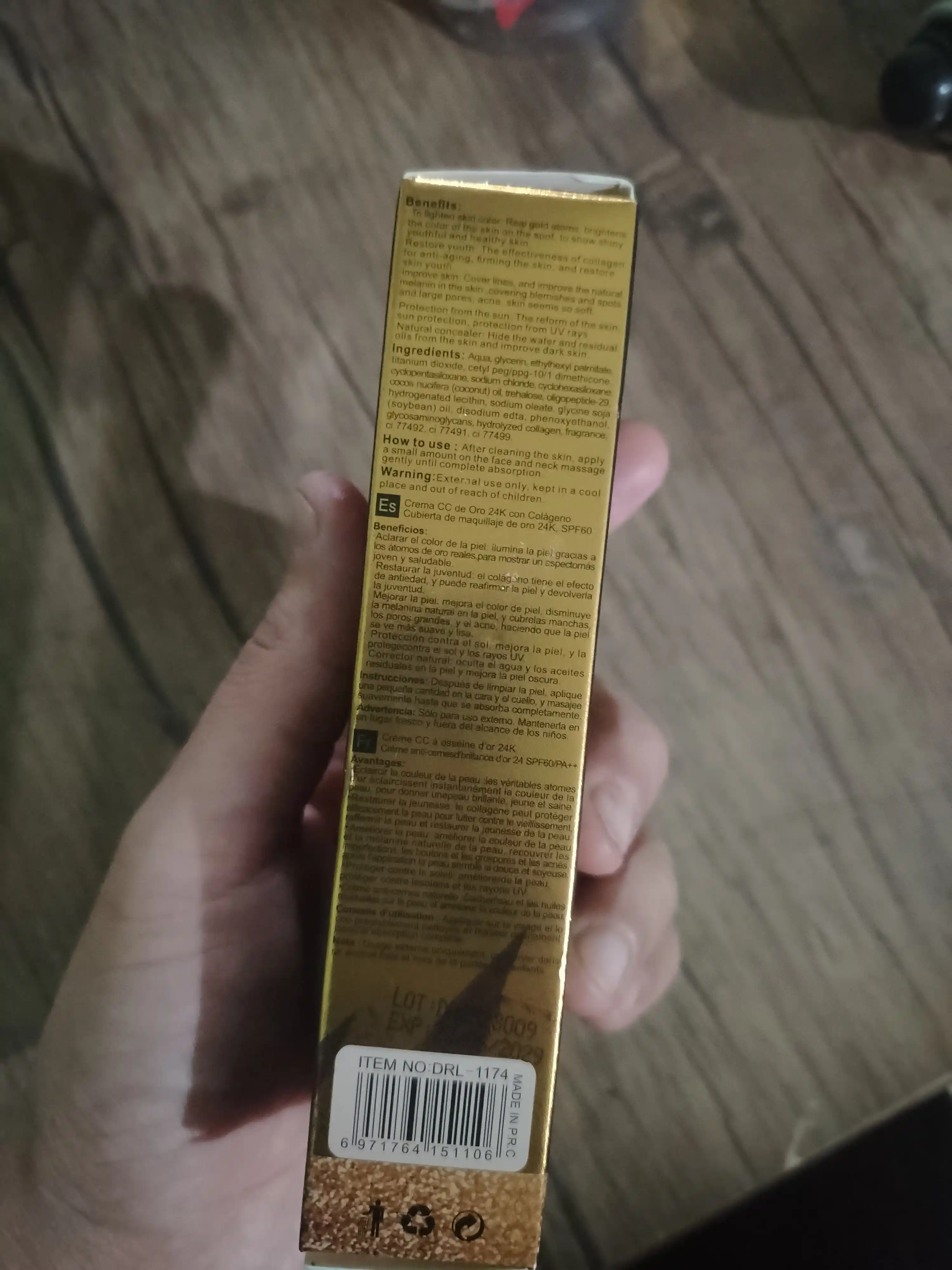 CC tonal kremi makiyaj uchun 24K gold collagen SPF60+, 50 ml