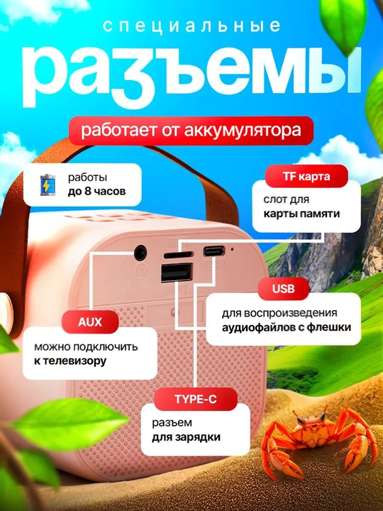 Karaoke kolonkasi, portativ, mikrofonli, simsiz, Bluetooth