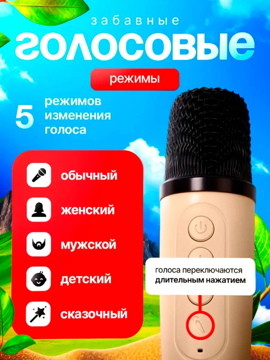 Караоке колонка, портативная, с микрофоном, беспроводная, Bluetooth