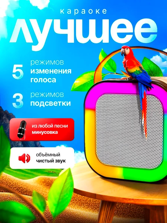 Караоке колонка, портативная, с микрофоном, беспроводная, Bluetooth