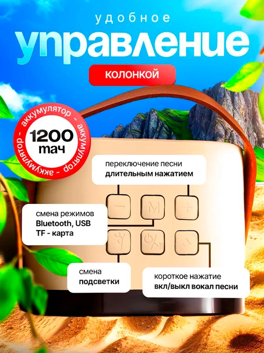 Караоке колонка, портативная, с микрофоном, беспроводная, Bluetooth