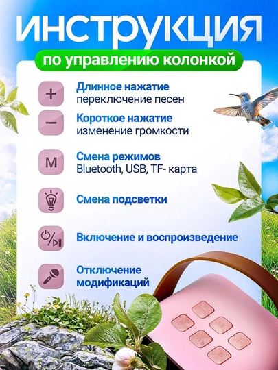 Karaoke simsiz Bluetooth karnay, bitta mikrofonli, bolalar uchun 6W