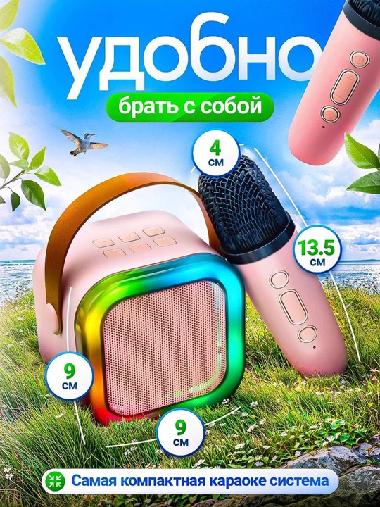Karaoke simsiz Bluetooth karnay, bitta mikrofonli, bolalar uchun 6W