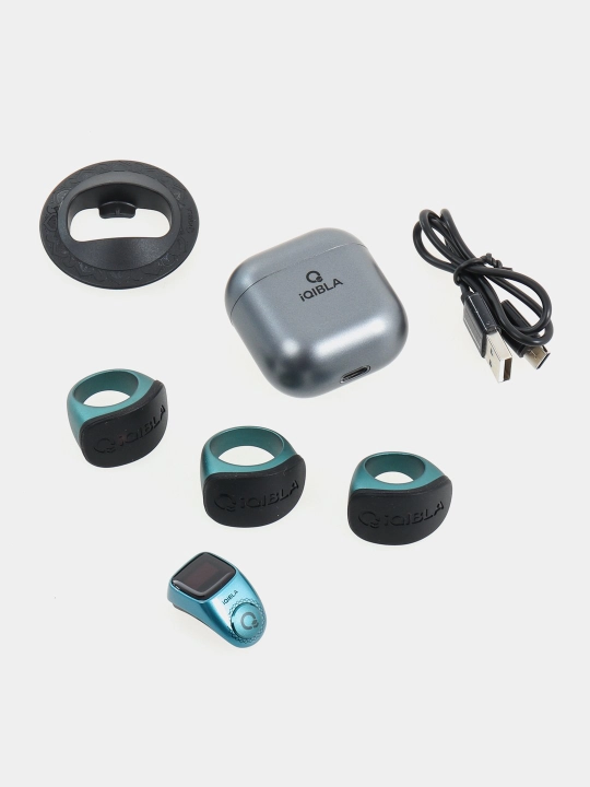 Zikr Ring Flex Pro, смарт кольцо с зарядным кейсом, тасбих шагомер, универсальный размер