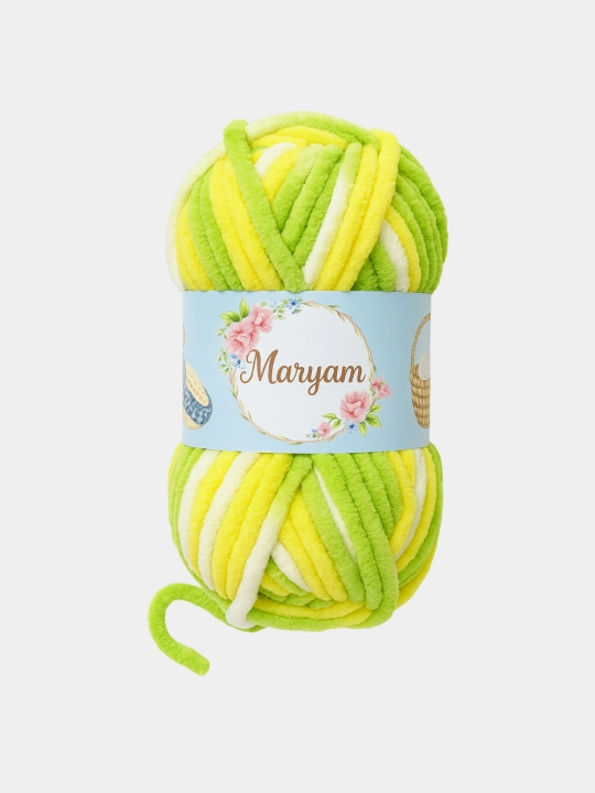 To‘qish uchun yumshoq paxmoq ip Multicolor, 100 gr, 53 m - 