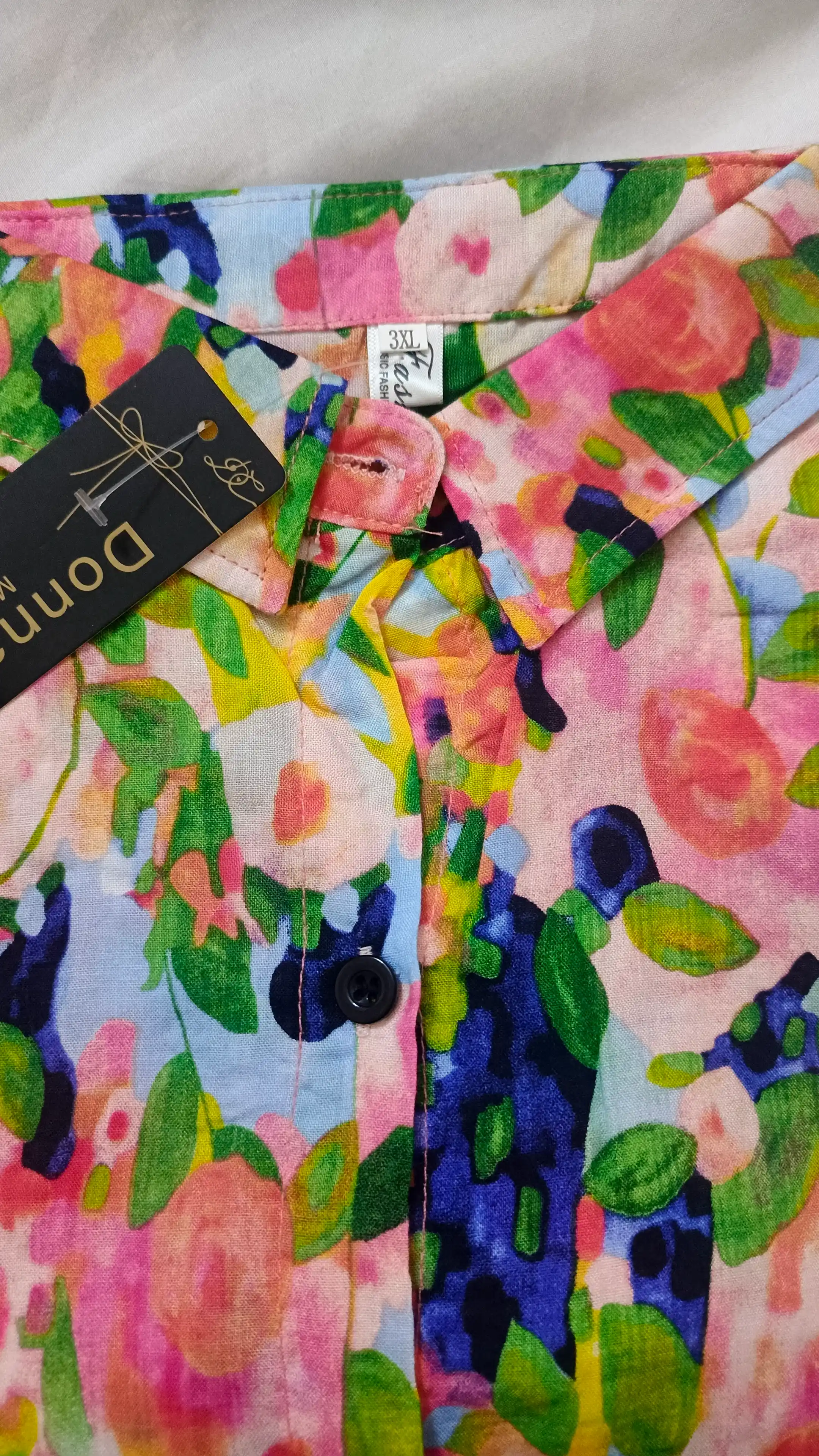 Ko‘ylak bluzka, ayollar uchun, ip gazlamadan, kichik o‘lchamda - kattaroq o‘lchamga buyurtma bering, M-4XL