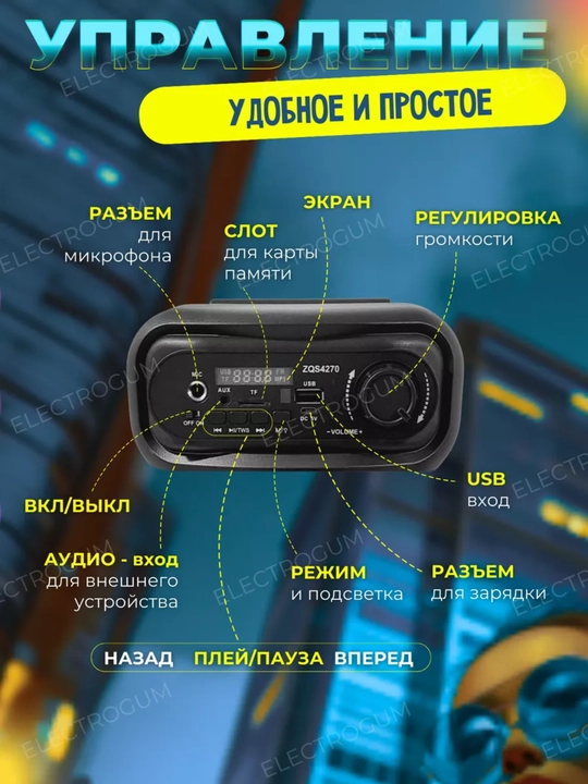 ZQS4210 / 4270M / 4273M / 6227 – портативная Bluetooth колонка с микрофоном и LED