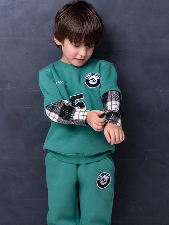 Костюм детский для мальчика теплый с начесом, комплект свитшот и джоггеры хлопок