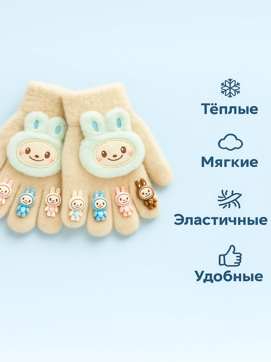 Перчатки для мальчика и девочки, 3-8 лет, зимние, меховые