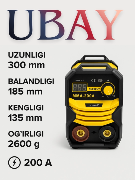 UBAY TOOLS MMA-200A inverter payvandlash apparati,svarka, inverter svarka - 