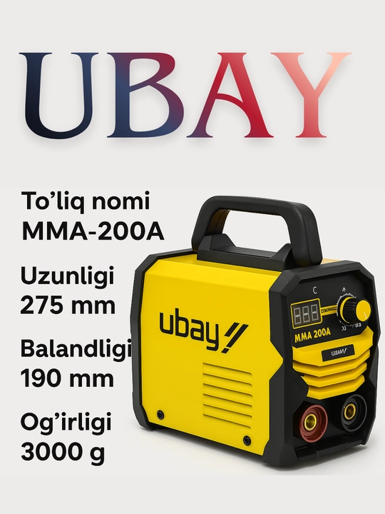 UBAY TOOLS MMA-200A inverter payvandlash apparati,svarka, inverter svarka