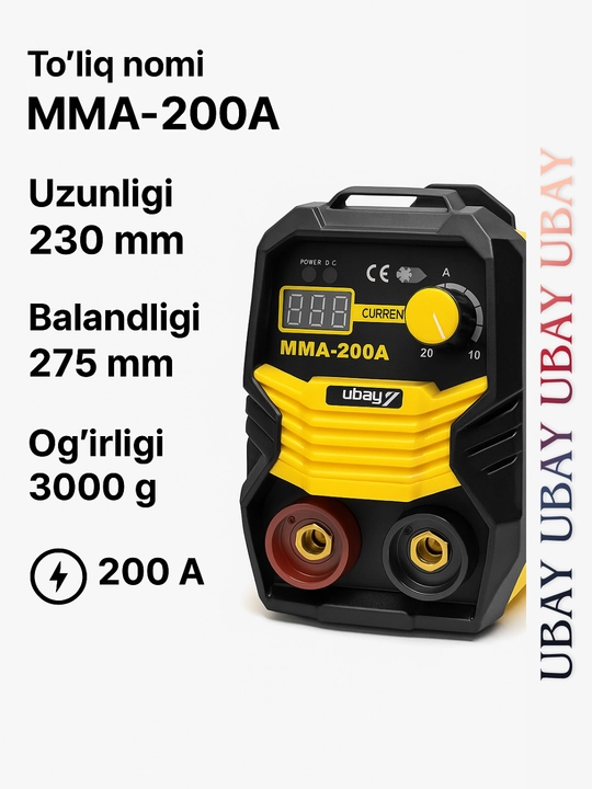 UBAY TOOLS MMA-200A inverter payvandlash apparati,svarka, inverter svarka