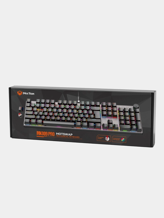 Meetion MK009 Pro — RGB orqa yoritgichli tezkor almashtirish mexanik klaviaturasi